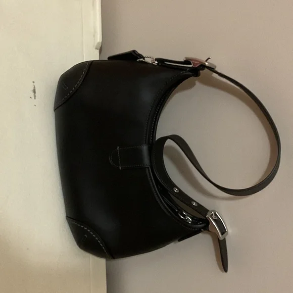 Coach Black Leather Shoulder Bag with Silver Accents - Picture 2 of 3